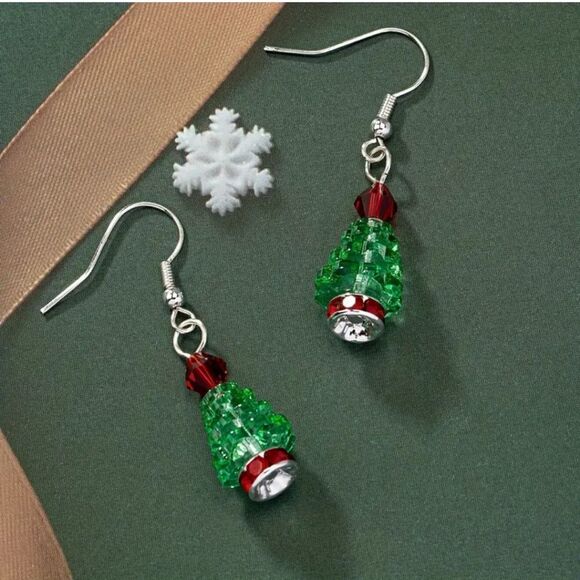 New CHRISTMAS TREE bead earrings - Picture 4 of 4